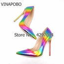 Colorful Rainbow Printed Pointed Toe Stiletto High Heels Woman Lady Female 12cm 10cm 8cm High Heel Shoes Pump Zapatos Mujer-10cm 3-5-JadeMoghul Inc.
