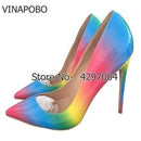 Colorful Rainbow Printed Pointed Toe Stiletto High Heels Woman Lady Female 12cm 10cm 8cm High Heel Shoes Pump Zapatos Mujer-12cm 1-5-JadeMoghul Inc.