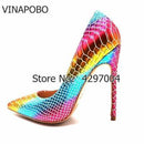 Colorful Rainbow Printed Pointed Toe Stiletto High Heels Woman Lady Female 12cm 10cm 8cm High Heel Shoes Pump Zapatos Mujer-12cm 2-5-JadeMoghul Inc.