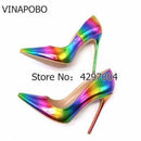 Colorful Rainbow Printed Pointed Toe Stiletto High Heels Woman Lady Female 12cm 10cm 8cm High Heel Shoes Pump Zapatos Mujer-12cm 3-5-JadeMoghul Inc.