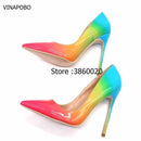 Colorful Rainbow Printed Pointed Toe Stiletto High Heels Woman Lady Female 12cm 10cm 8cm High Heel Shoes Pump Zapatos Mujer-12cm-5-JadeMoghul Inc.