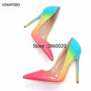 Colorful Rainbow Printed Pointed Toe Stiletto High Heels Woman Lady Female 12cm 10cm 8cm High Heel Shoes Pump Zapatos Mujer-12cm-5-JadeMoghul Inc.