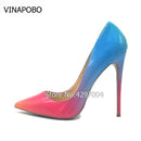 Colorful Rainbow Printed Pointed Toe Stiletto High Heels Woman Lady Female 12cm 10cm 8cm High Heel Shoes Pump Zapatos Mujer-12cm-5-JadeMoghul Inc.