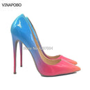 Colorful Rainbow Printed Pointed Toe Stiletto High Heels Woman Lady Female 12cm 10cm 8cm High Heel Shoes Pump Zapatos Mujer-12cm-5-JadeMoghul Inc.
