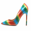 Colorful Rainbow Printed Pointed Toe Stiletto High Heels Woman Lady Female 12cm 10cm 8cm High Heel Shoes Pump Zapatos Mujer-12cm-5-JadeMoghul Inc.