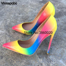 Colorful Rainbow Printed Pointed Toe Stiletto High Heels Woman Lady Female 12cm 10cm 8cm High Heel Shoes Pump Zapatos Mujer-12cm-5-JadeMoghul Inc.
