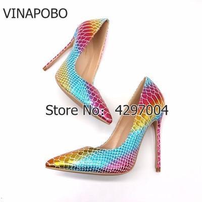 Colorful Rainbow Printed Pointed Toe Stiletto High Heels Woman Lady Female 12cm 10cm 8cm High Heel Shoes Pump Zapatos Mujer-8cm 2-5-JadeMoghul Inc.