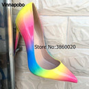 Colorful Rainbow Printed Pointed Toe Stiletto High Heels Woman Lady Female 12cm 10cm 8cm High Heel Shoes Pump Zapatos Mujer-8cm-5-JadeMoghul Inc.