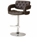 Comfortable Adjustable Height Barstool, Brown-Bar Stools and Counter Stools-Brown-Metal/Upholstery-Chrome-JadeMoghul Inc.