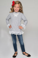 Comfy Lace Trim Top - Girls-Girls Long Sleeve Casual Tops-2-Heather-JadeMoghul Inc.