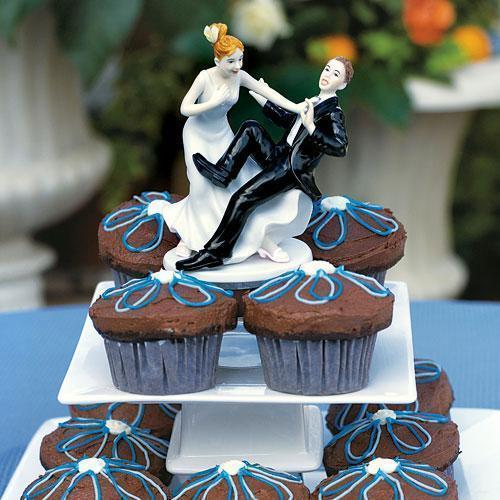 Comical Couple with the Groom "Taking a Plunge" Cake Topper Ethnic (Pack of 1)-Wedding Cake Toppers-JadeMoghul Inc.