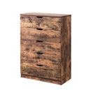 Commodious Five Drawers Wooden Utility Chest with Metal Glides, Brown