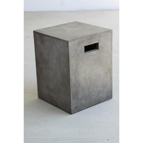 Concrete Dining Stool with Side Handles, Gray-Dining Furniture-Gray-Concrete-JadeMoghul Inc.