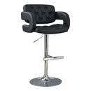 Contemporary Adjustable Height Barstool, Black-Bar Stools and Counter Stools-Black-Metal/Upholstery-Chrome-JadeMoghul Inc.