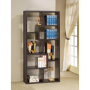 Contemporary Asymmetrical Cube Bookcase, Brown-Book Cases-BROWN-PAPER VENEER-JadeMoghul Inc.