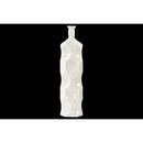 Contemporary Ceramic Bottle Vase With Dimpled Sides, Large, White-Vases-White-Ceramic-Gloss Finish-JadeMoghul Inc.