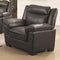 Contemporary Faux Leather & Wood Chair With Cushioned Armrests, Black-Living Room Furniture-Black-Faux Leather and Wood-JadeMoghul Inc.