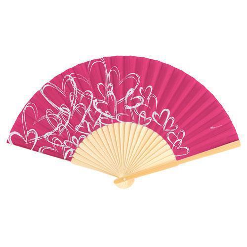 Contemporary Hearts Fan - Dark Pink (Pack of 6)-Wedding Parasols Umbrellas & Fans-JadeMoghul Inc.