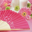 Contemporary Hearts Fan - Fuchsia (Pack of 6)-Wedding Parasols Umbrellas & Fans-JadeMoghul Inc.