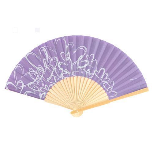 Contemporary Hearts Fan - Lavender (Pack of 6)-Wedding Parasols Umbrellas & Fans-JadeMoghul Inc.