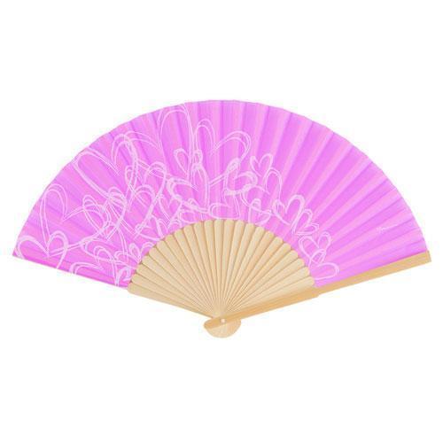 Contemporary Hearts Fan - Orchid Purple (Pack of 6)-Wedding Parasols Umbrellas & Fans-JadeMoghul Inc.