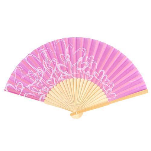 Contemporary Hearts Fan - Pastel Pink (Pack of 6)-Wedding Parasols Umbrellas & Fans-JadeMoghul Inc.