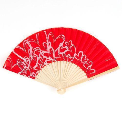 Contemporary Hearts Fan - Red (Pack of 6)-Wedding Parasols Umbrellas & Fans-JadeMoghul Inc.