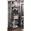 Contemporary Metal Framed Media Tower with Five Open Glass Shelves, Black-Living Room Furniture-Black-Metal/Glass-JadeMoghul Inc.