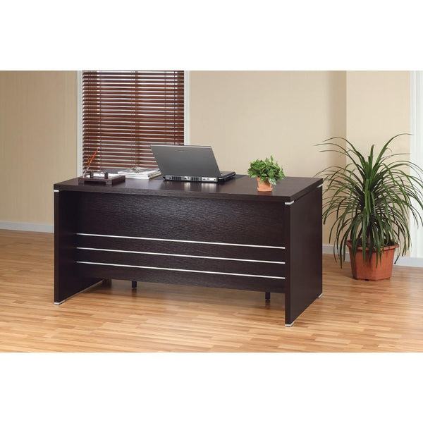 Contemporary Style Desk With 2 Locking File Drawers, Dark Brown-Desks and Hutches-Dark Brown-METAL WOOD-JadeMoghul Inc.