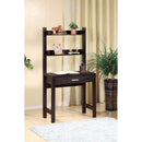 Contemporary Style Desk With 2 Shelves, Dark Brown-Desks and Hutches-Dark Brown-Wood-JadeMoghul Inc.