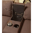 Contemporary Style Fabric Upholstered Modular Console with Charging Dock, Brown-Console Tables-Brown-Wood,Metal,Plastic and Fabric-JadeMoghul Inc.