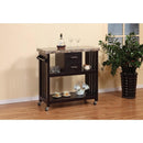 Contemporary Style Kitchen Cart With Faux Marble Top & 2 Drawers.-Kitchen Drawer Organizers-Dark Brown-Metal-JadeMoghul Inc.