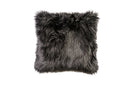 Contemporary Style Shaggy Set of 2 Throw Pillows, Black-Accent Pillows-Black-Polyester FiberFur-JadeMoghul Inc.