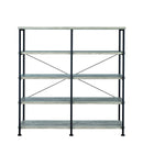 Contemporary Style Wood and Metal Open Bookcase, Gray-Book Cases-Gray-Wood and Metal-JadeMoghul Inc.
