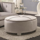 Contemporary Velvet Fabric & Metal Ottoman With Tufted Design, Gray-Ottoman-Gray-Velvet Fabric and Metal-JadeMoghul Inc.