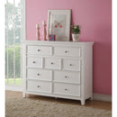 Contemporary Wood TV Console with 7 Drawers and 2 Media Compartments, White-Living Room Furniture-White-Wood and Metal-JadeMoghul Inc.