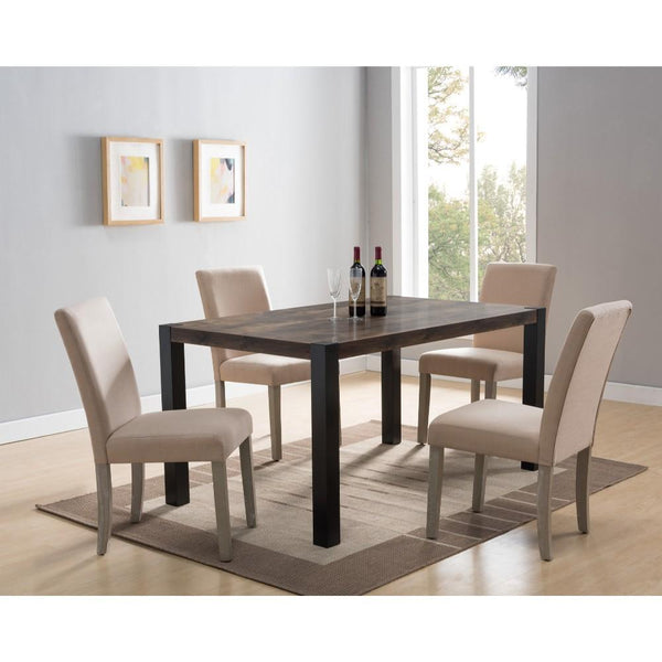 Contemporary Wooden Rectangular Dining Table with Block Legs, Black and Brown-Dining Furniture-Black and Brown-Wood-JadeMoghul Inc.
