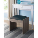 Contemporary Wooden Stool with Leatherette Upholstered Seat, Black and Brown-Accent Stools-Black and Brown-Wood and Faux leather-JadeMoghul Inc.