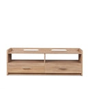 Contemporary Wooden TV Stand with Two Media Compartments and Two Drawers, Brown