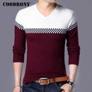 COODRONY 2018 Autumn Winter Warm Wool Sweaters Casual Hit Color Patchwork V-neck Pullover Men Brand Slim Fit Cotton Sweater 155-Wine-S-JadeMoghul Inc.