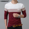 COODRONY T-Shirt Men 2018 Spring Autumn New Long Sleeve O-Neck T Shirt Men Brand Clothing Fashion Patchwork Cotton Tee Tops 7622-Red-S-JadeMoghul Inc.