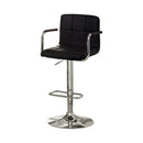 Corfu Contemporary Bar Stool With Arm, Black-Bar Stools and Counter Stools-Black-Chrome Leatherette-JadeMoghul Inc.