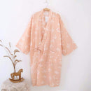 Cotton Bathrobes Summer Cotton Robes for Women Cotton Kimono Robes Floral Spa Robe Women Pajamas Japanese Kimono Yukata-as the picture shows 1-M-JadeMoghul Inc.