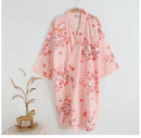 Cotton Bathrobes Summer Cotton Robes for Women Cotton Kimono Robes Floral Spa Robe Women Pajamas Japanese Kimono Yukata-as the picture shows 2-M-JadeMoghul Inc.