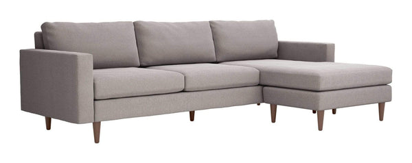 Couches Cheap Sectional Couch - 104" x 60" x 33" Feather Gray, Polyester, Alder Wood, Foam, Fabric & Fiber, Sectional HomeRoots