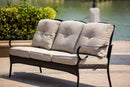 Couches Couches - 69" X 29" X 35" Black Steel Sofa with Beige Cushions HomeRoots
