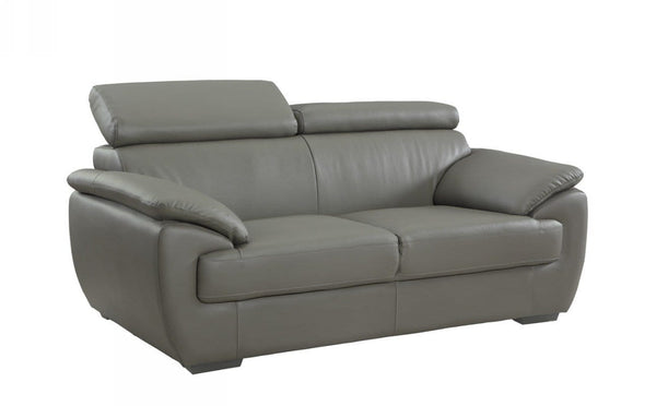 Couches Loveseat Couch - 32-38" Captivating Gray Leather Loveseat HomeRoots