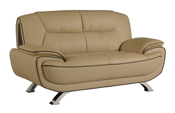 Couches Loveseat Couch - 40" Sleek Beige Leather Loveseat HomeRoots