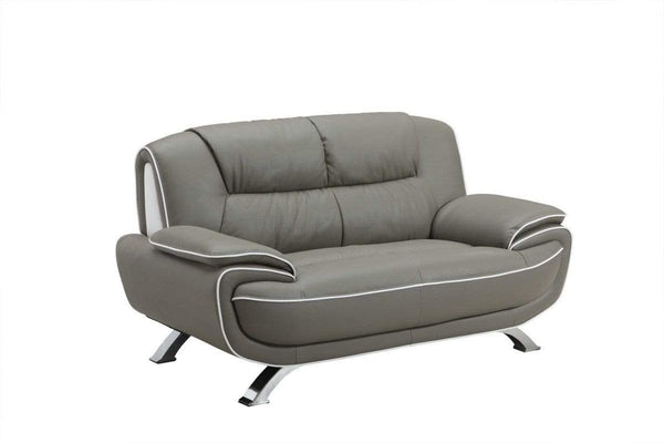 Couches Loveseat Couch - 40" Sleek Grey Leather Loveseat HomeRoots