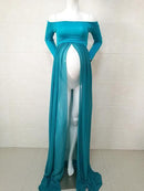 Couple Maternity Dress - Maxi Maternity Gown-peacock blue-L-JadeMoghul Inc.